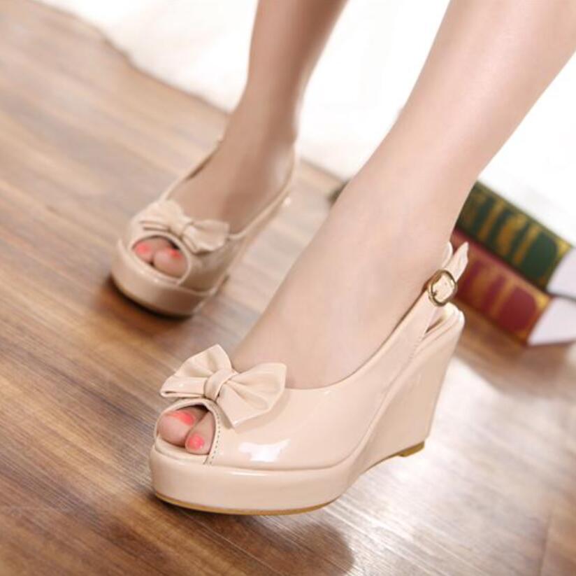 Peep toe heels with bow best sale