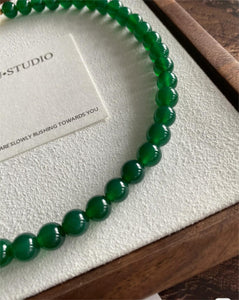 Green Graduated Agate Beads Necklace For Women ACS11