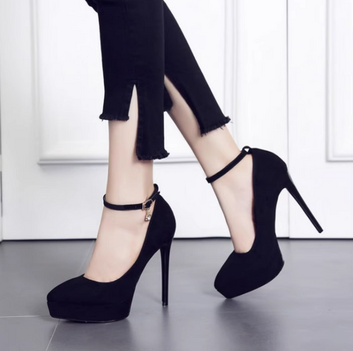 Petite Ankle Strap Suede High Heels TS317