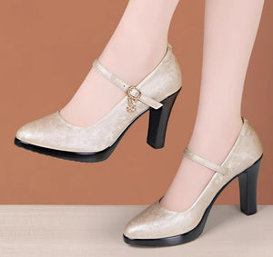 Petite Chunky Heel Mary Jane Pump Shoes TS124