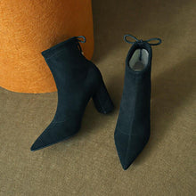 Petite Chunky Heel Suede Boots For Small Feet TS53