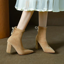 Petite Chunky Heel Suede Boots For Small Feet TS53