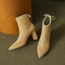 Petite Chunky Heel Suede Boots For Small Feet TS53