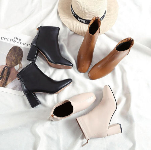 Small Size Beige Ankle Boots US1.5 with 7.5cm For Sale