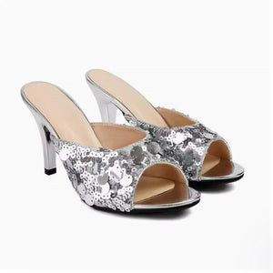 Petite Feet Peep Slip On Glitter Heeled Shoes TS63