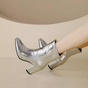 Petite Feet Pointy Chunky Heel Short Boots TS60