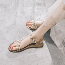 Petite Pearl Strap Low Wedge Heel Sandals TS133