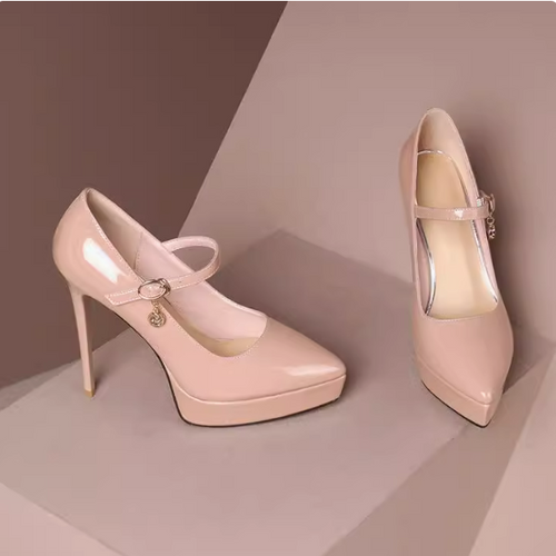 Petite Platform High Heel Patent Pump Shoes TS312