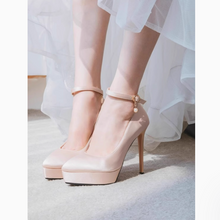 Petite Platform High Heel Satin Pump Shoes TS314