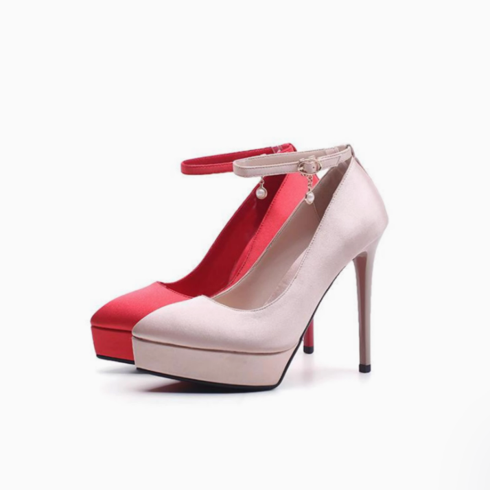 Petite Platform High Heel Satin Pump Shoes TS314