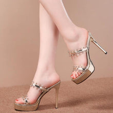 Petite Platform Metallic High Heel Two Strap Shoes TS96