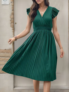 Petite Pleated Short Sleeved Dress PCD29