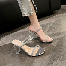 Petite Rhinestone Strap Clear High Heel Sandals MS566