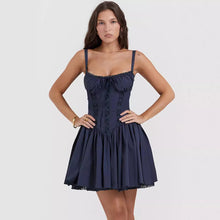 Petite Solid Color Mini Dress With Lace PCD50