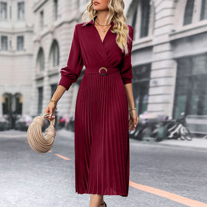 Petite Solid Color Pleated Dress PCD33