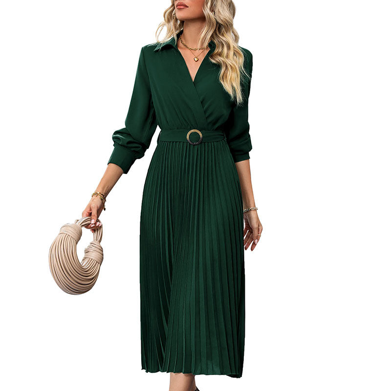 Petite Solid Color Pleated Dress PCD33