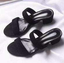 Petite Two Straps Block Heel Suede Leather Sandals TS263