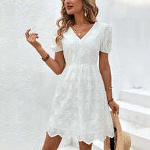 Petite V-Neck White Dress PCD28