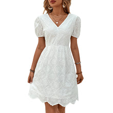 Petite V-Neck White Dress PCD28