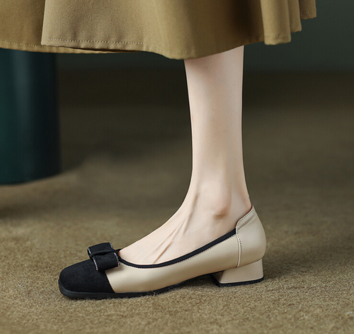 Small Feet  Low Block Heel with Bow TS196