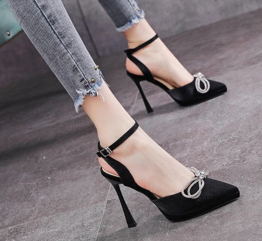 Small Feet Rhinestone Platform Strap Heeled Shoes TS181