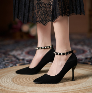 Small Size Pearl Ankle Strap Heels For Petite Feet TS170