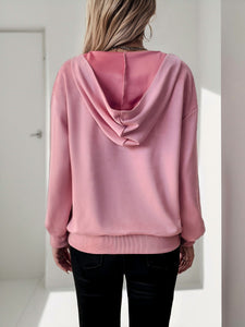 Pink Hooded Sweatshirt For Women PCD59