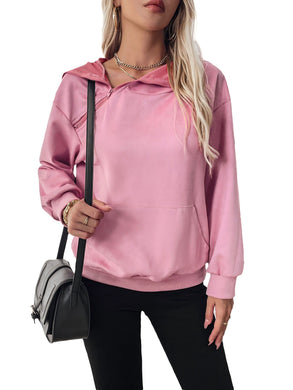 Pink Hooded Sweatshirt For Women PCD59