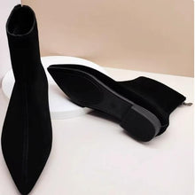 Pointed Block Low Heel Suede Leather Boots TS256