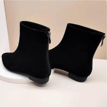 Pointed Block Low Heel Suede Leather Boots TS256