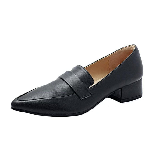 Pointy Block Heel Loafers For Small Feet ES161