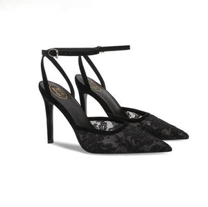 Small Feet Ankle Strap Lace Mesh Heels TS249