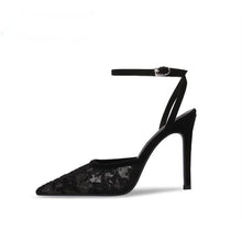 Small Feet Ankle Strap Lace Mesh Heels TS249