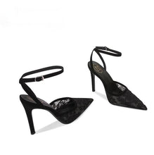 Small Feet Ankle Strap Lace Mesh Heels TS249