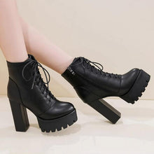 Small Feet Chunky High Heel Leather Boots TS229