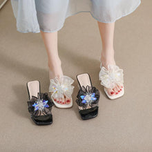 Small Feet Ladies Clear Sandals With Floral Bow MS565