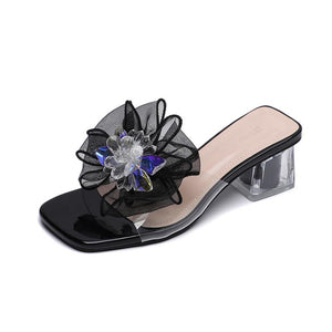 Small Feet Ladies Clear Sandals With Floral Bow MS565