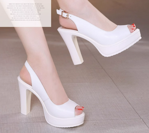 Small Feet Peep Chunky Heel Slingback Shoes TS320