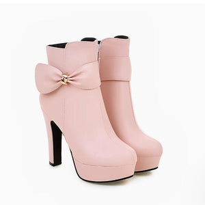 Small Feet Platform Chunky High Heel Boots TS208