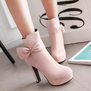 Small Feet Platform Chunky High Heel Boots TS208