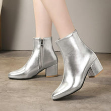 Small Size Block Heel Side Zipper Ankle Boots TS57