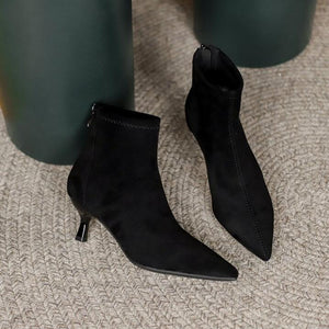 Small Size Pointed Kitten Heel Ankle Boots TS238