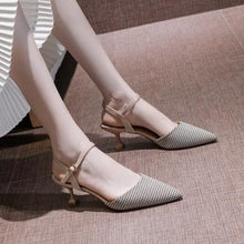 Small Size Pointy Toe Ankle Strap Heeled Sandals MS538