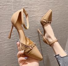 Small Size Ankle Strap Two-Tone Platform Heels TS173