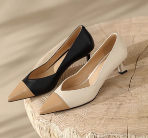 Women's Small Size Pointy Two-Tone Heels TS176