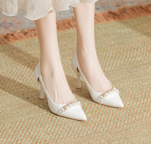 Patent High Heel Pearl Pump Shoes For Petite Feet TS162