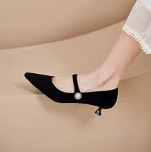 Suede Pearl High Heel Pump Shoes For Small Feet TS165