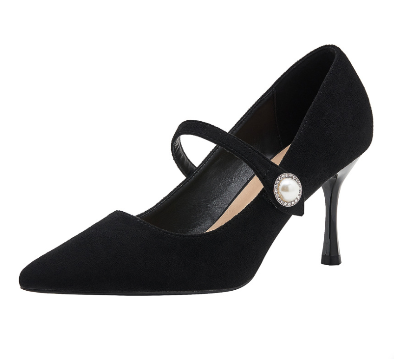 Suede Pearl High Heel Pump Shoes For Small Feet TS165