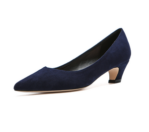 Suede Low Heel Pointed Pump For Small Feet TS166