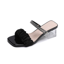 Women's Petite Clear Heel Slip On Sandals MS558